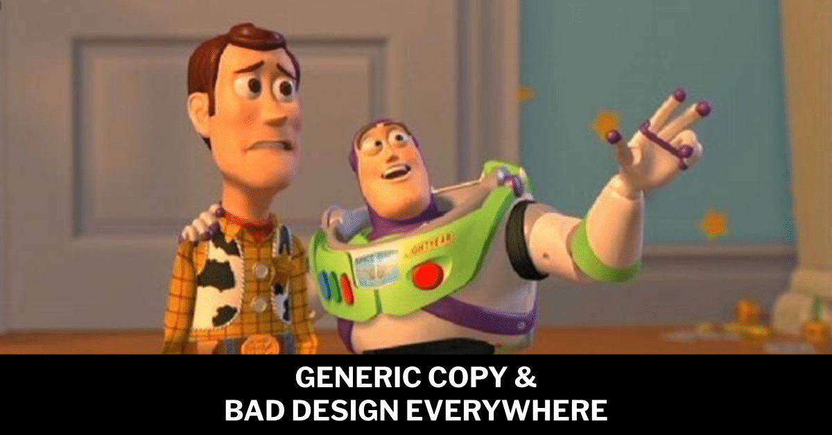 Toy Story meme: 'generic copy & bad design everywhere'